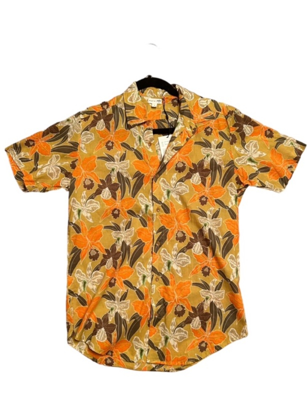 Waimea orchid print cotton button shirt S